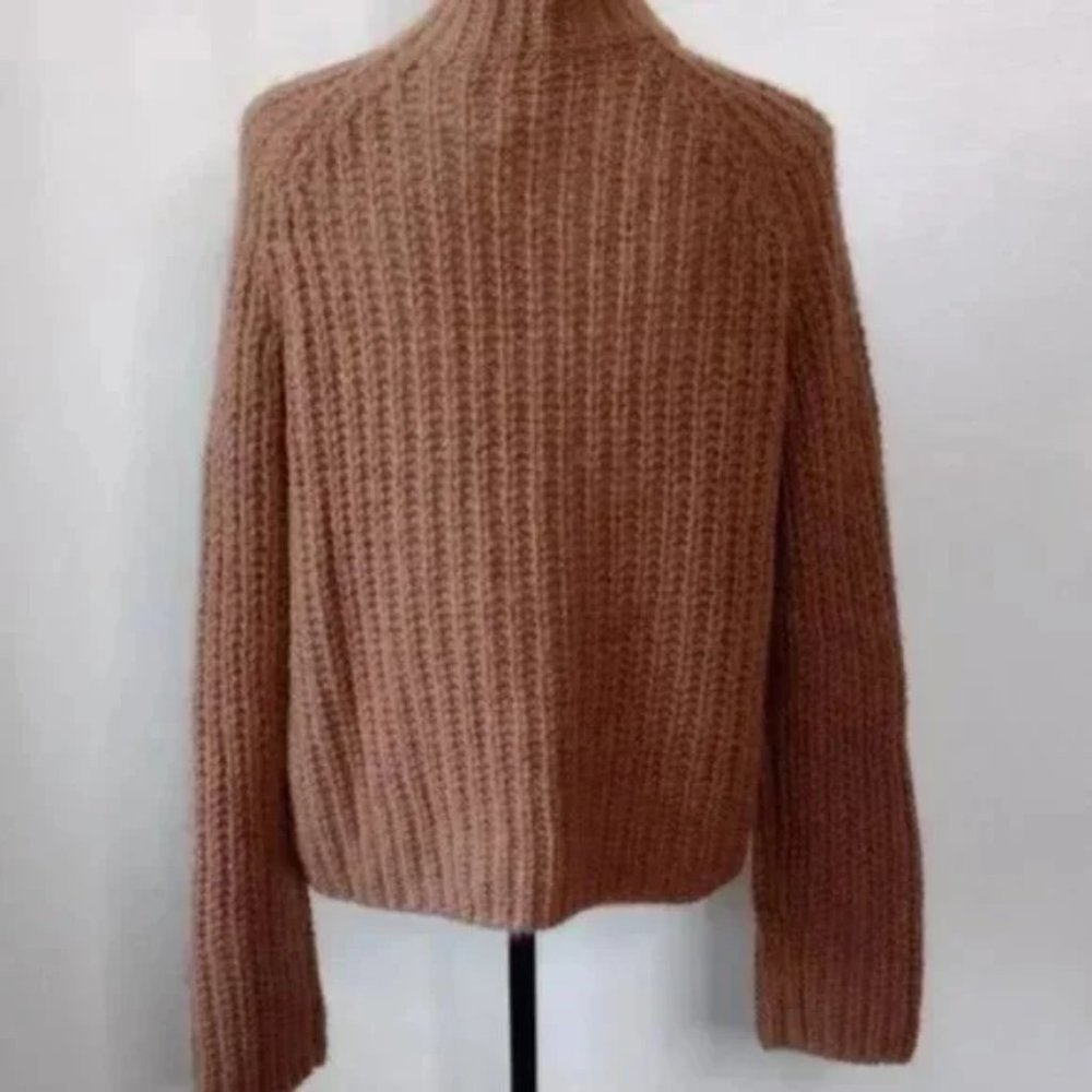 Vince Alpaca Mohair Mock Neck Sweater M Brown Marled NWT Winter Holiday - Picture 6 of 7